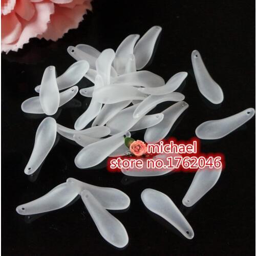 20pcs/lot 10 Colors 28*9mm Acrylic Leaf Petals Flower Frosted Acrylic Spacers Beads For Wedding Earrings DIY Makeing Accessories
