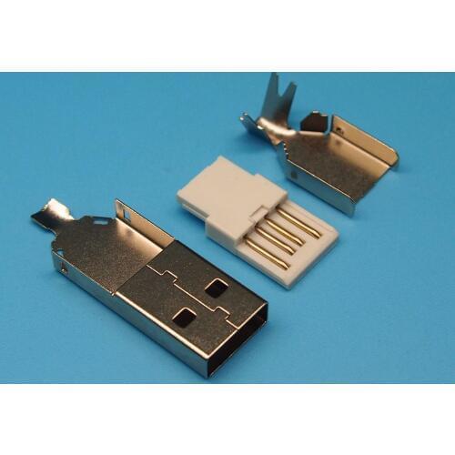 200sets 3 in 1 2.0 USB connector USB 2.0 Jack A / M wire welding male plug