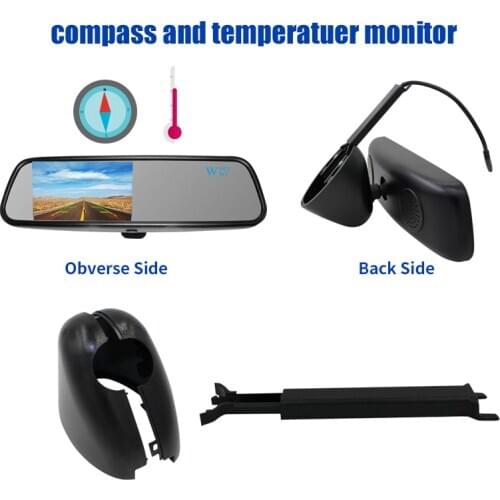4.5 " original anti-glare TFT LCD Car video Rear View Mirror Monitor Bracket Monitor with Compass Temperature display monitor