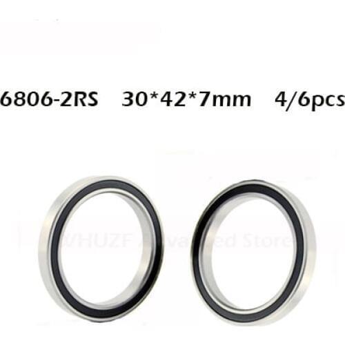 4/6PCS 6806-2RS Bearing 30x42x7mm ABEC-1 Thin Section 6806 2RS Ball Bearings 6806RS 61806 RS