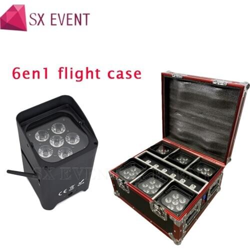 6pcs With Flight Case LEDs Batterie 6x18W + Wi-Fi POWERED LED UPLIGHT For Weddings DJ
