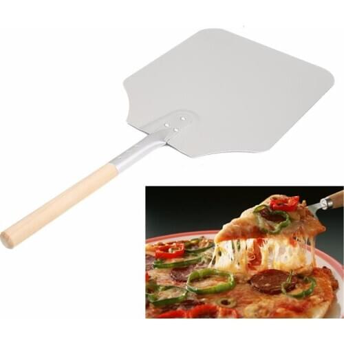 Aluminum Cake Shovel Baking Tools Wooden Handle Pizza Shovel Cheese Cutter Peels Lifter Tools Cheese Shovel