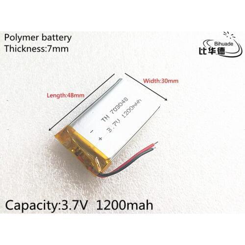 Free shipping 1pcs/lot 3.7V 1200mAh 703048 Lithium Polymer Li-Po Rechargeable Battery For Mp3 MP4