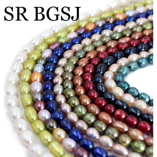 Free Shipping 5-6mm Natural Olivary Baroque Freshwater Pearl Jewelry Diy Beads Strand 14"