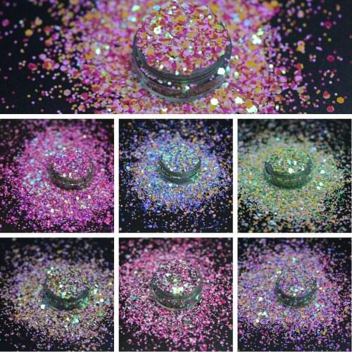 Nail Glitter Sequins Sparkly Flakes Slices Manicure Grid Patten Chunky Glitter for Body Face Hair Make Up Nail Art Mixed Color