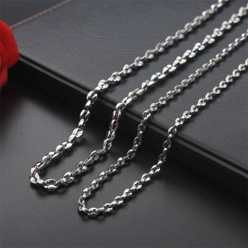 NEW Width 4MM 5MM 316L stainless steel silver coffee bean chain necklace men Women jewelry Accessories Statement Necklace chain