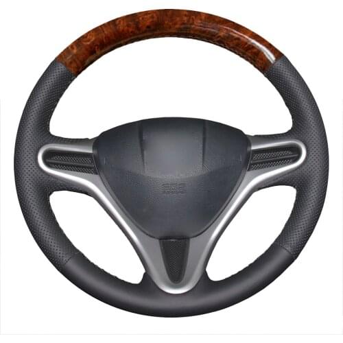 Yuji-Hong Artificial Leather Car Steering Wheel Covers Case for Honda Jazz Fit City FIT 2008-2013 Hand-stitched Cover
