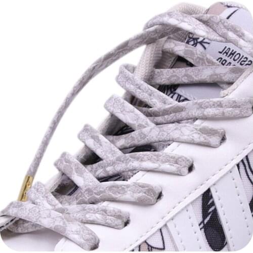 Coolstring 7MM Flat Luxurious PU Leather Business Shoelaces With Golden Metal Tip Nice Boot Cords Zapatillas Mujer Drop Shipping