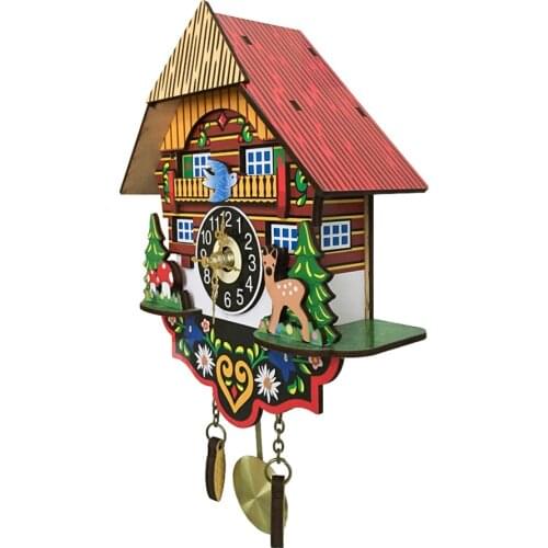 Retro Wooden Cuckoo Clocks Handcraft Carving Swing Timer Alarm Clocks Home Wall Decor A1