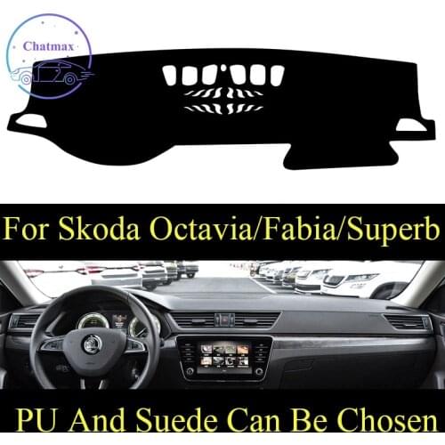 Customize For Skoda Octavia 07-19/Fabia 07-17/Superb 13-19 Dashboard Console Cover PU Leather Suede Protector Sunshield Pad