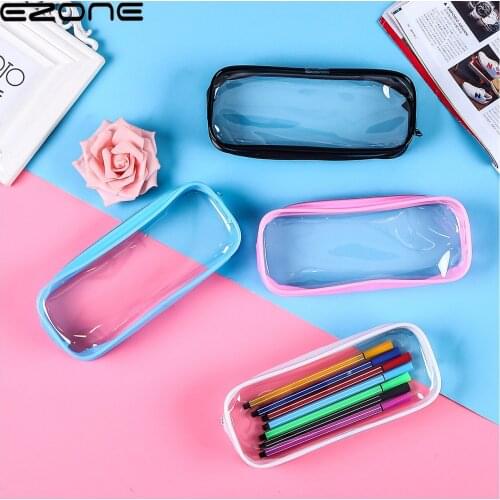 EZONE 4PCS Transparent Stationery Bag Student School Stationery PVC High Quality Fashionable and Convenient Cosmetic Bag Gift