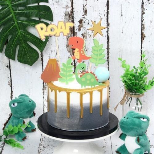 Personality DIY cake decoration hat jungle dinosaur ornament cake baking decoration birthday party supplies cute gift