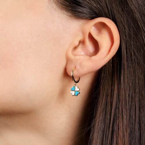 Rocking Clover Gold Earring Enamel 14 Carat Handy Custom Craftsmanship Gift Gold Earrings Design On Special Occasions