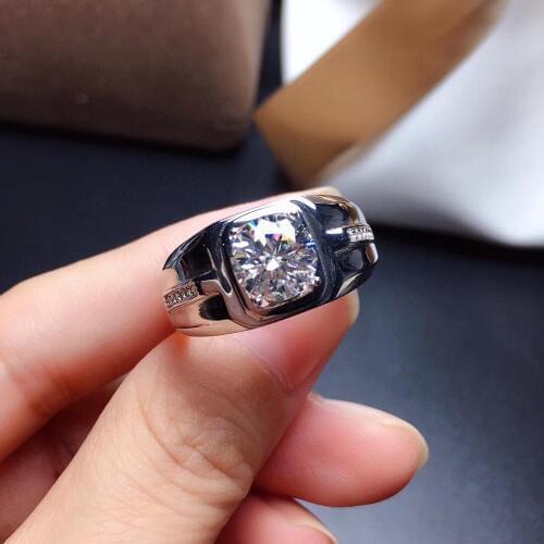 Man ring muscular strong power flashing moissanite gem ring 925 sterling silver ring shiny better than diamond christmas gift