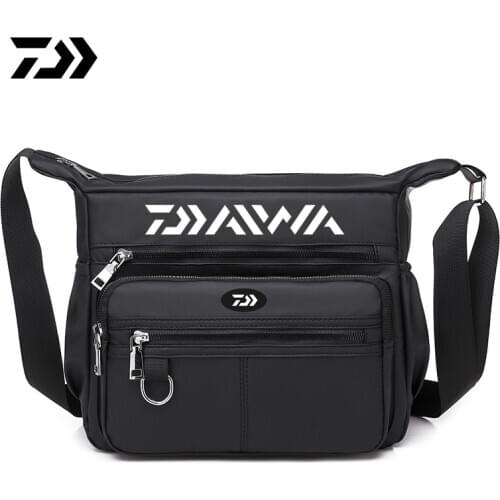 Daiwa New Mens Cycling Hiking Shoulder Bag Messenger Bag Outdoor Fishing Mens Large Capacity Backpack Zipper Fishing Bag