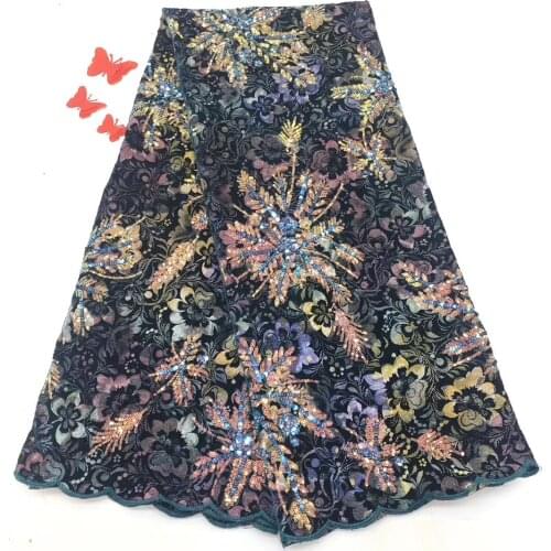 Newly designed lace Nigeria lace fabric embroidered African sequin lace fabric French lace female evening dress D3627