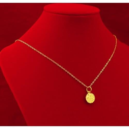 Real 14K Gold Plated Necklace for Women Wedding Engagement Jewelry Lucky Letter Pendant Necklaces Chain Choker Aniversary Gifts