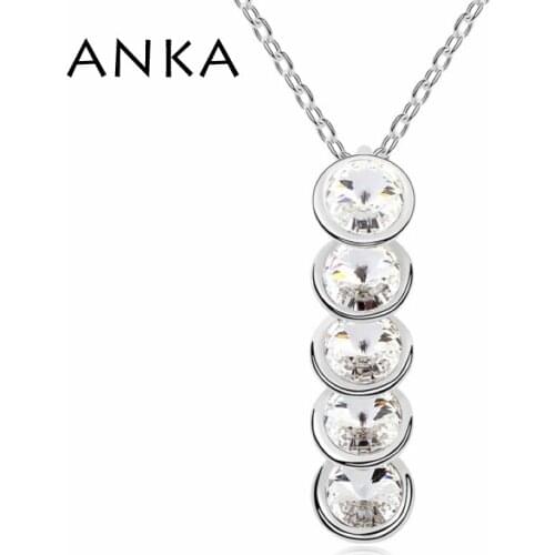 ANKA fashion Five Round Pendant Crystal Necklace with Rhodium plated for women Main Stone Crystals from Austria #99767