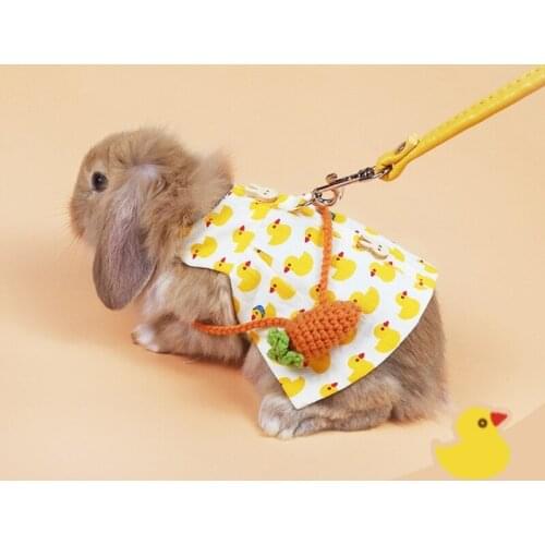 Rabbit Dress Breathable Small Pet Animals Harness Leash Set with Hat Escape Proof Cute Costume S/M/L for Hamster Mice
