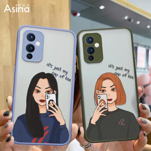 ASINA Transparent Case For Oneplus 9 9R 8t 8 Pro Matte Hard PC with Silicone Edge Cases For Oneplus 7 7T Pro Fundas Cool Girl
