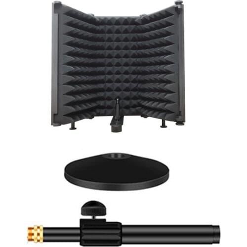 Adjustable 5 / 3 Panel Microphone Isolation Shield Cover Microphone Wind Screen Noise Reduction for Studio Recording Broadcast