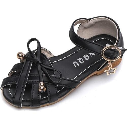 Girls Sandals 2020 Summer New Roman Sandals Bow Soft Bottom Little Girl Princess Shoes Children Flat Sandals D26