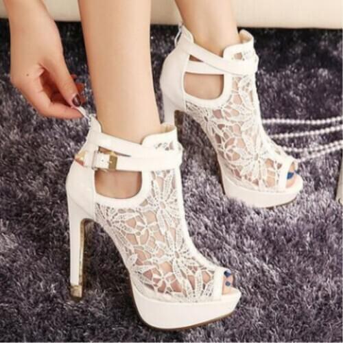 Xibeilove fish mouth waterproof platform high-heeled sandals mesh breathable zipper buckle metal womens shoes nightclub