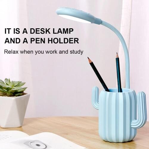 Touch Dimmable Colorful Pen Pencil Holder with Reading Light Led Table Lamp Eye Protection Organizer Office Gift