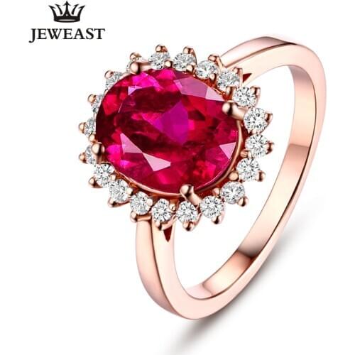 SLFD Natural Red tourmaline 18K Pure Gold 2020 New Hot Selling Top Ring Women Heart Shape Ring For Ladies Woman Genuine Jewelry