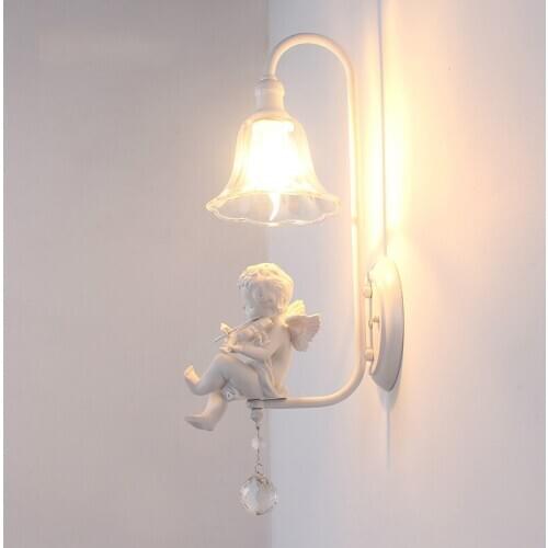 Modern minimalist E14 resin angel blowing trumpet bird bedroom bedside lamp wall lamp led crystal glass Aisle lights LB12613