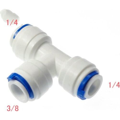 5PCS 1/4" 3/8" 1/4" Splitter Tube OD Type T Qucik Connection RO Water Connector