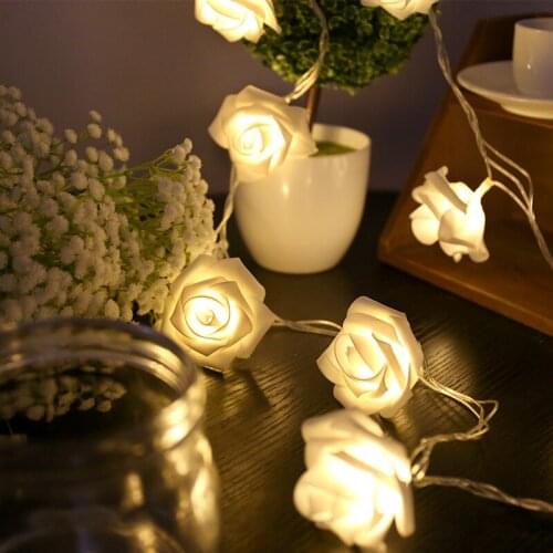 JOYLIVE LED Simulation Rose Flower String Lights Christmas Decoration String Lights Led Battery Box Lantern 20/40 Small Lights