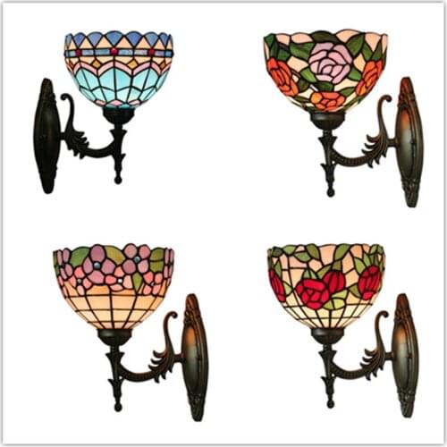 Tiffany American Simple Mediterranean Bedroom Bedside Living Room Background Wall Study Balcony Aisle Staircase Wall Lamps E27