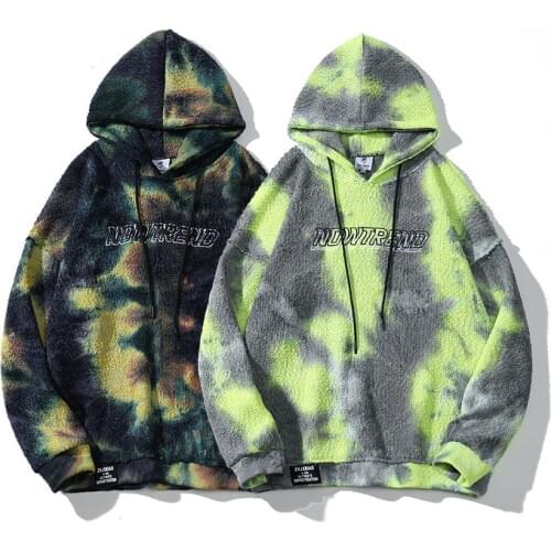 Prowow Autumn Fashion Hip Hop Hoodies Men Tie Dye Letter Printing Casual Sweatshirt Pullover Men Large Size Hooded Sweatshirt
