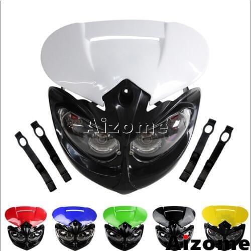 Universal Motorcycle Headlight Fairing Dirt Bike Motocross Head Lamp High /Low Beam Dual Sport Supermoto Headlight Head Light