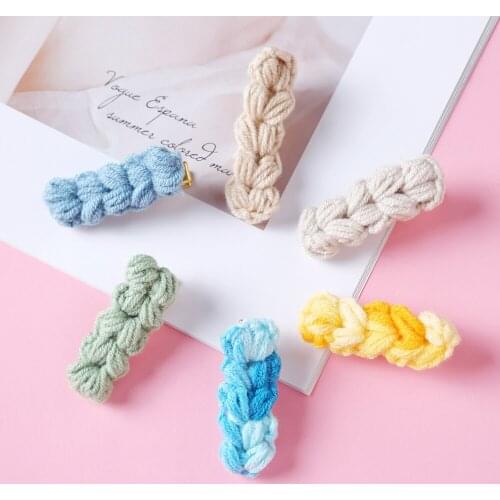 24pc/lot Baby Girls Winter Knitted Snap Clips Sweet Headwear Braid Hairpins Barrettes Wool Woven Women Girls Hair Accessories