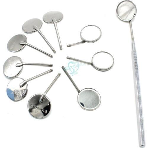 10Pcs Mirror + 1pc Handle Dental Mirror Stainless Steel Mouth Mirror Dental Hygiene Kit Instrument Dentist Tools