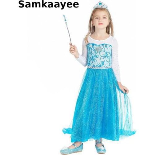 3-13y Girls Dress Halloween Costume Children Princess Long Sleeve Dresses Kids Birthday Party Clothing Fille Carnival Clothes 35