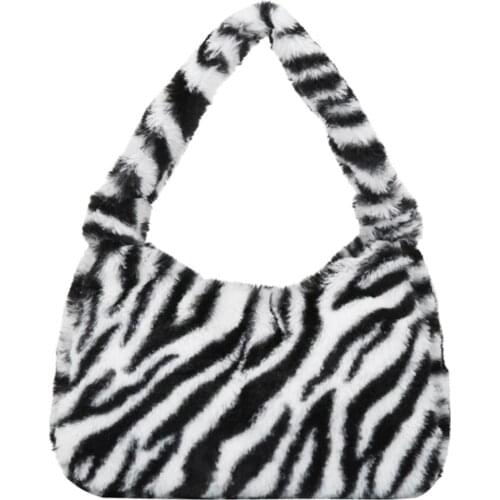 Winter Fashion Shoulder Underarm Bag Female Plush Autumn Handbag Soft Warm Fur Tote Purse for Lady Girl