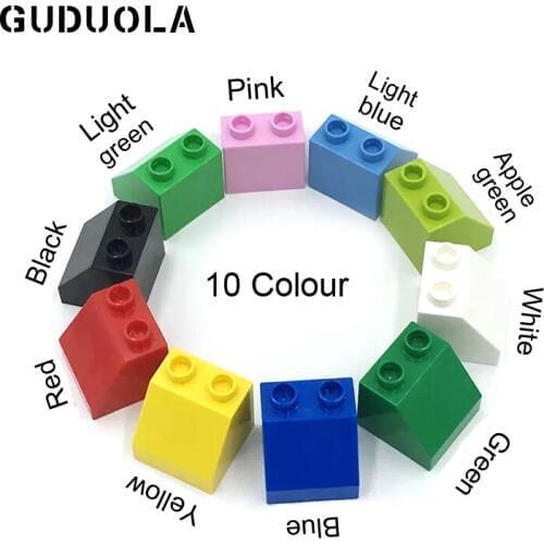 10pcs/lot Big Bricks Slope Bricks 45 2X2 in blocks Duplo Creative Toys Technic Science Building Block for Children