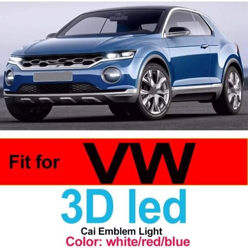 11cm 3D Led Light Front Trunk Grille Boot Emblem Light Lamp Auto Badge for GOLF6 MAGOTAN CC Tiguan BORA Scirocco Car Accessories
