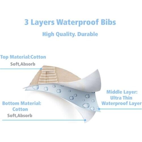 2 Pcs Infant Solid Color Bib Cravat Feeding Burp Cloth Three-layer Waterproof Comfortable Cotton Saliva Towel