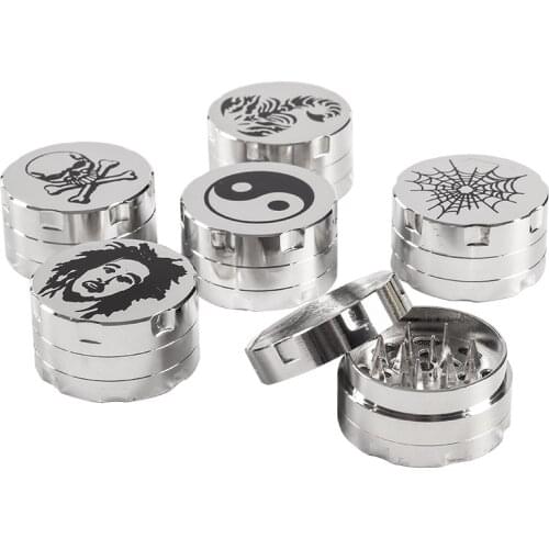 3 Layers Aluminum Alloy Metal Printing Tobacco Grinder Herb 42MM Sharp Diamond Teeth Grinder Handle Smoke Herb Miller