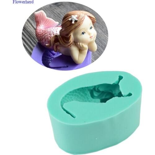 3d Mermaid Fondant Cake Silicone Mold Baking Diy Mermaid Chocolate Mold Fragrant Handmade Soap Mold Fondant Tools Cake Decor