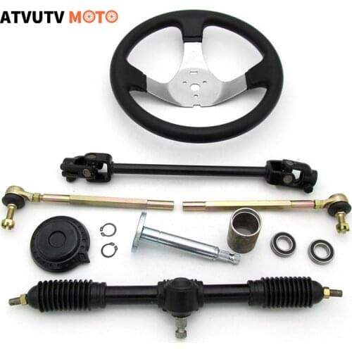420 300mm Steering wheel High Quanlity Steel Gear Rack Pinion Steering ball joints For China 110cc Go Kart Buggy UTV Bike Parts