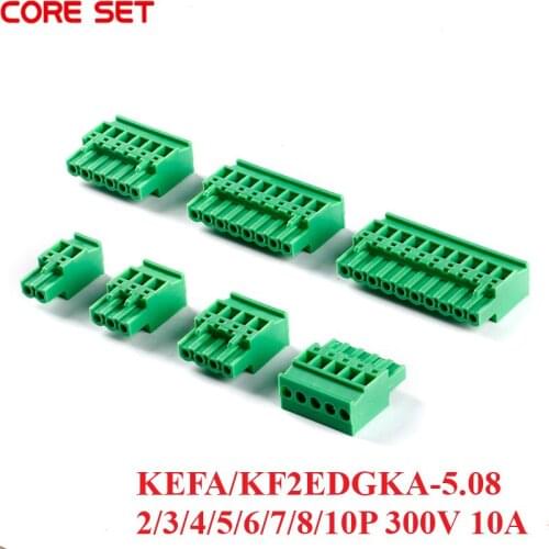 5Pcs KF2EDGKA PCB Vertical Connector Plug-in Terminal Pitch 5.08MM Connector 2/3/4/5/6/8/10P Terminal Block 300V 10A Pluggable