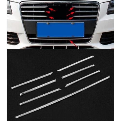 7 pcs Car styling Front Middle Grill Grids Trim Strips Car Styling Bumper Sticker Modification Accessories For Audi A4 2009-2012