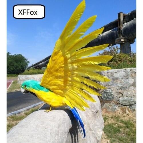 Big real life greeng&yellow parrot model foam&feather simulation wings parrot bird gift about 45x60cm xf0234