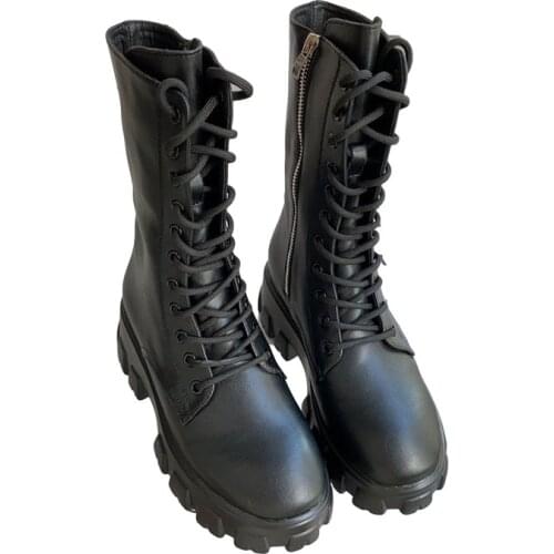 Genuine Leather Women Boots 2020 Brand Fall Winter Warm Short Ankle Boots Platform Flats Shoes Waterproof Water Shoes Non-Slip