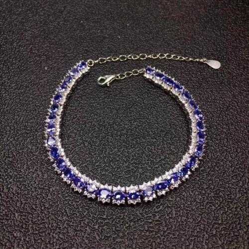 Luxurious link natural blue tanzanite gem Bracelet Natural gemstone bracelet S925 silver Romantic woman girl party gift jewelry